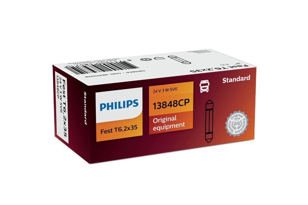 Philips pære T6,2×35 Festoon 10 pakning